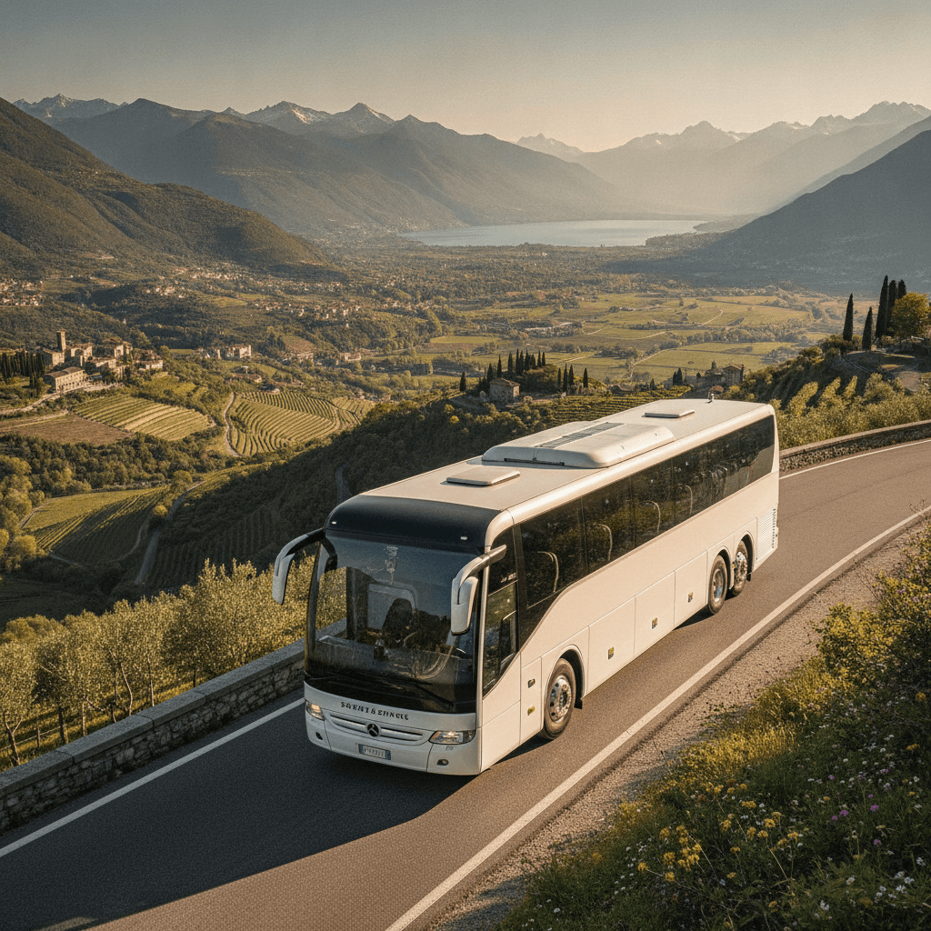 Autobus MilleStrade su strada panoramica italiana